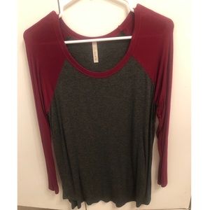 Maroon/Gray Baseball Tee